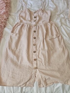 City Studio Pale Pink Button-Front Sundress